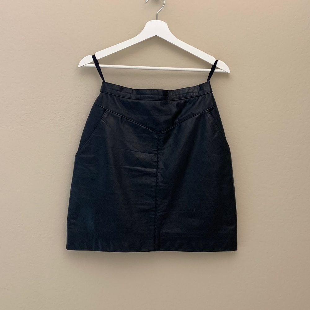 Vintage Black Leather Mini Skirt